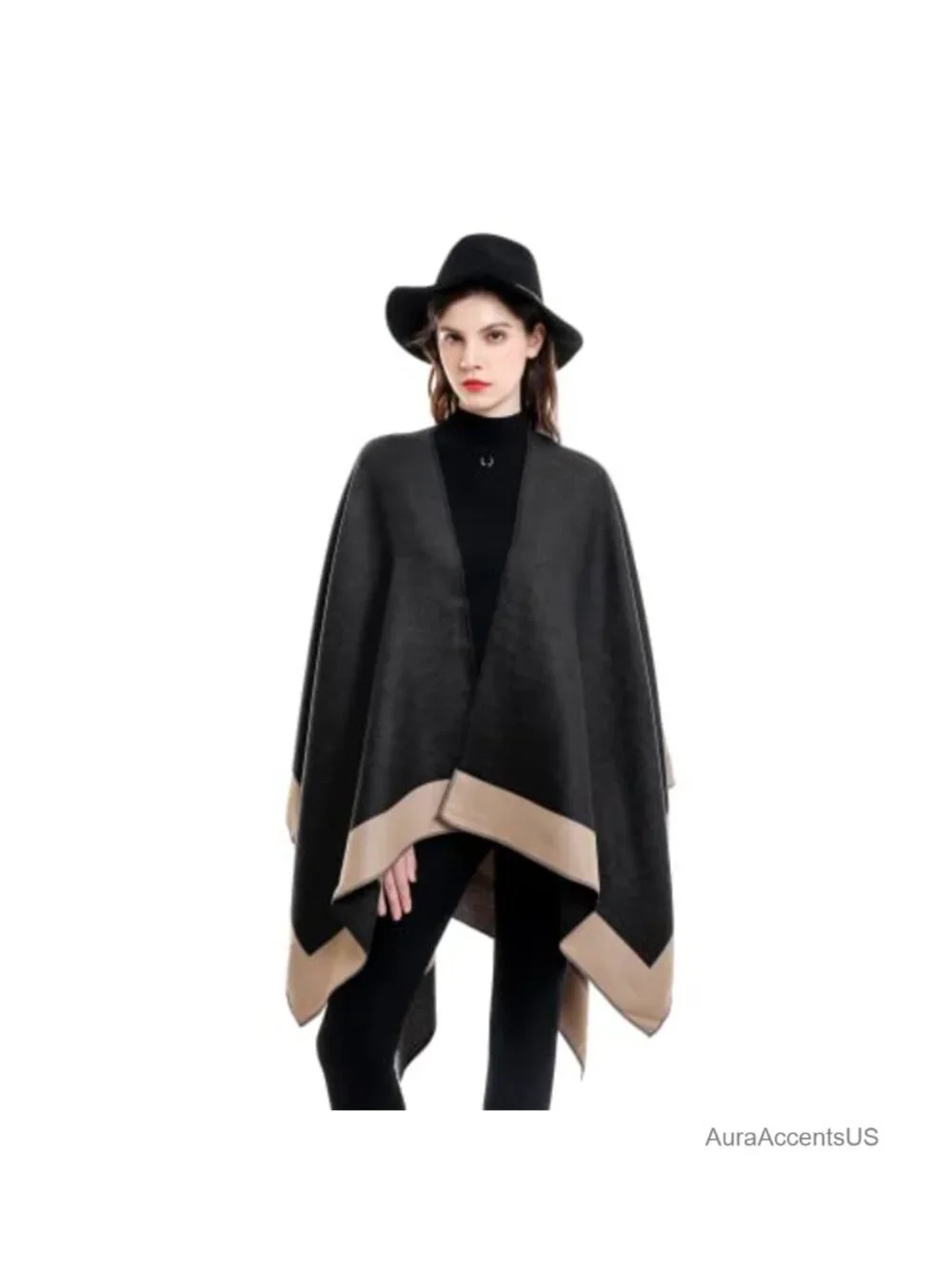 Shawl Wrap Elegant Knitted Cape Open Front Poncho Scarf Cardigan Coat